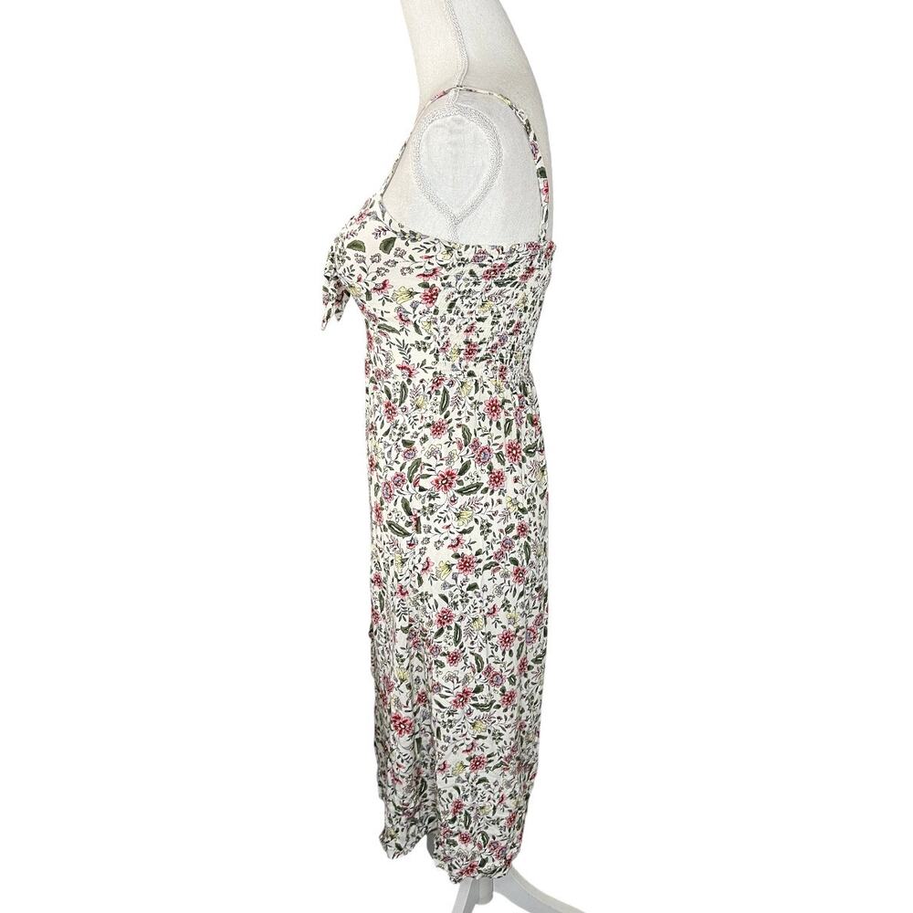 As U wish White Smocked Floral midi dress cottagecore feminine sundress summer - Picture 3 of 7